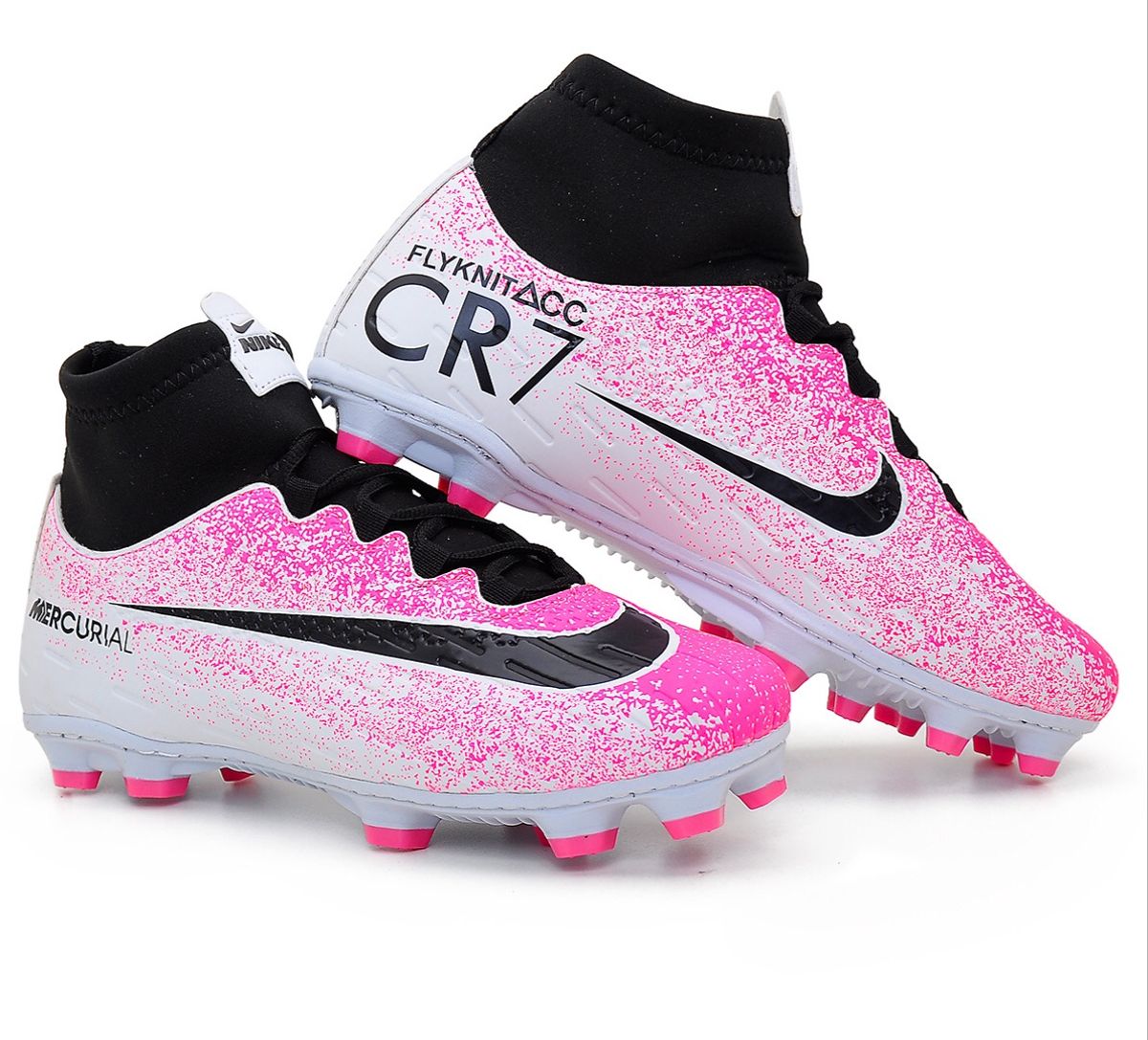 Chuteira Nike Cano Alto Campo Gramado Rosa Cr7 33 Ao 43 | Roupa ...