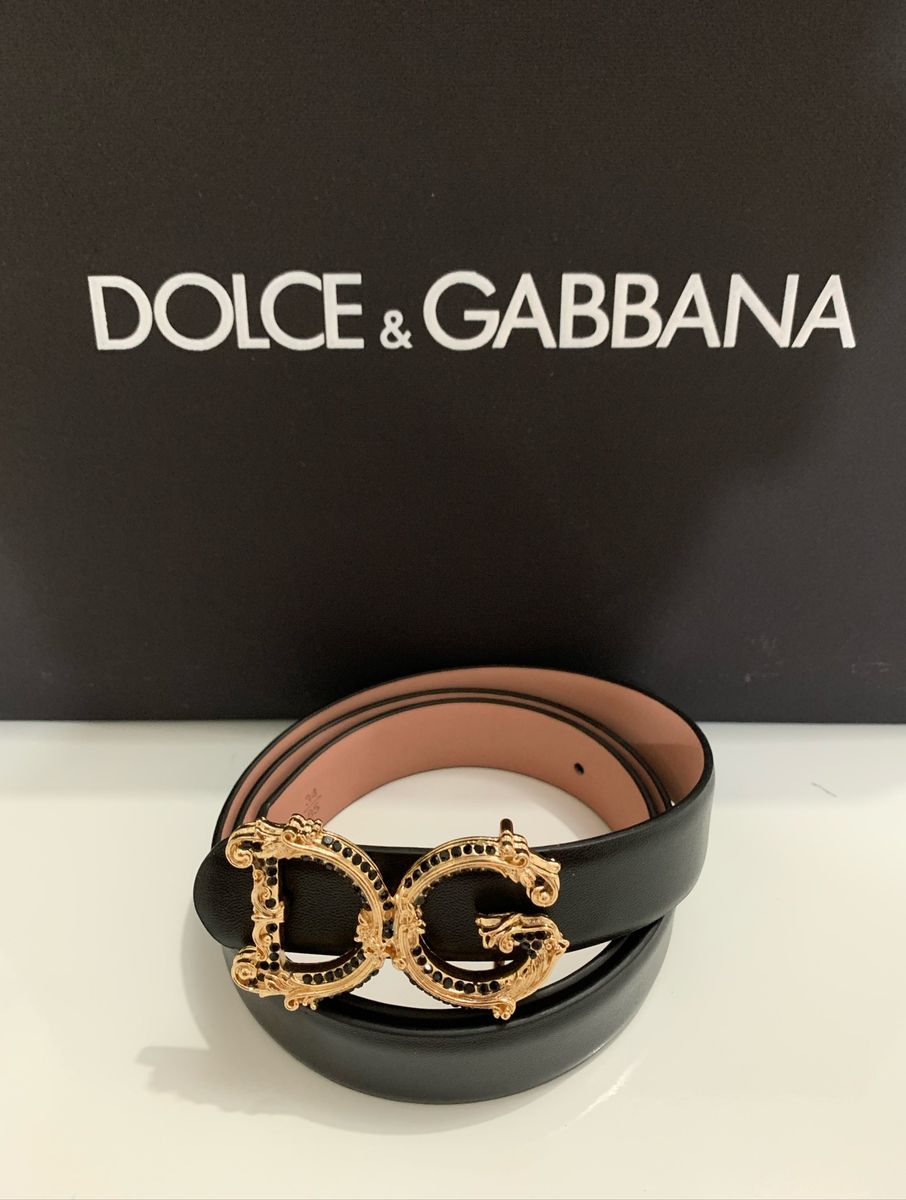 Cinto Dolce Gabbana com Pedras Brilhantes Fino Couro Preto | Cinto Feminino  Dolce-E-Gabbana Nunca Usado 39896444 | enjoei