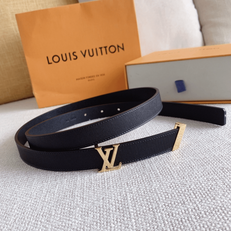 Cinto Louis Vuitton Original LV Logo Couro Preto Feminino