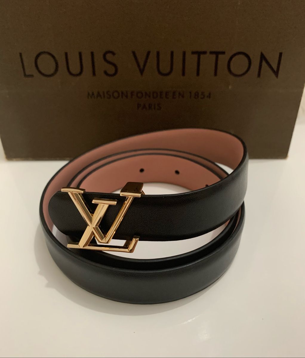Cinto Louis Vuitton Couro Fino Preto Feminino Top