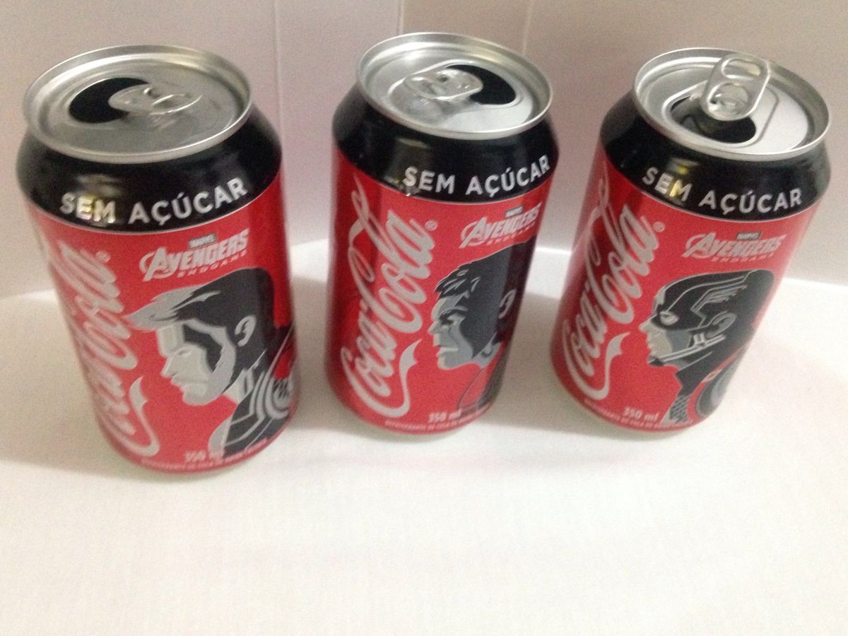 Coca Cola 3 Latas Vingadores Hulk Thor Capitão América Ler Tudo R$30 ...