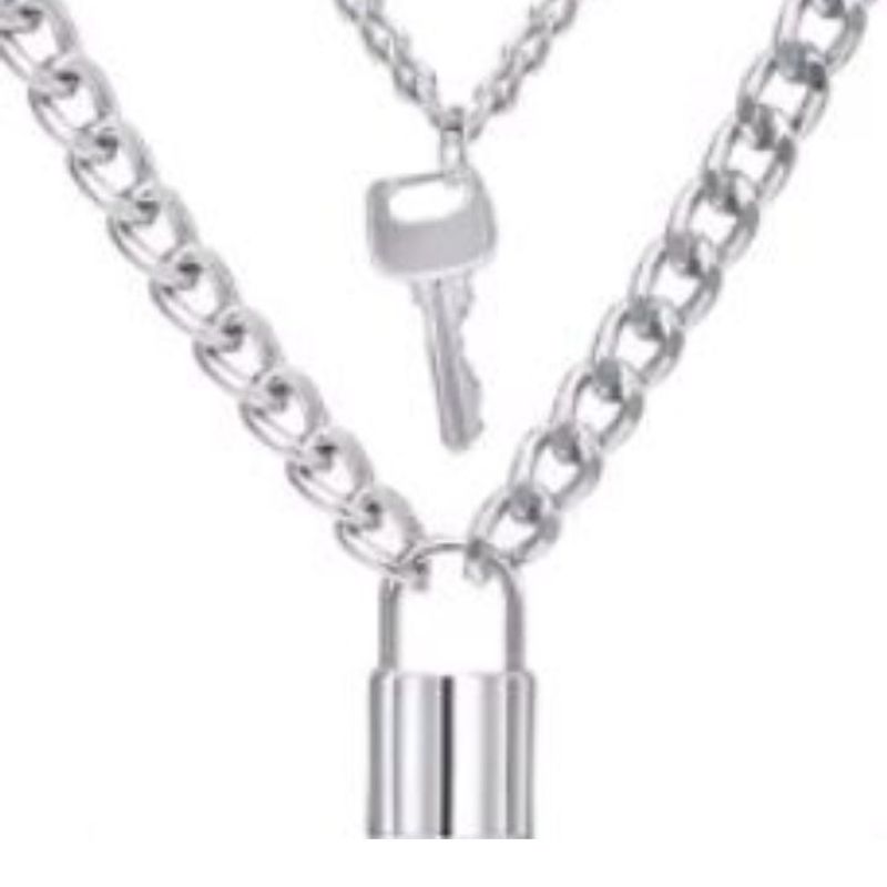 Colar com cadeado punk rock/feminino, colar com pingente de cadeado, joias  simples e personalizadas de corrente - AliExpress