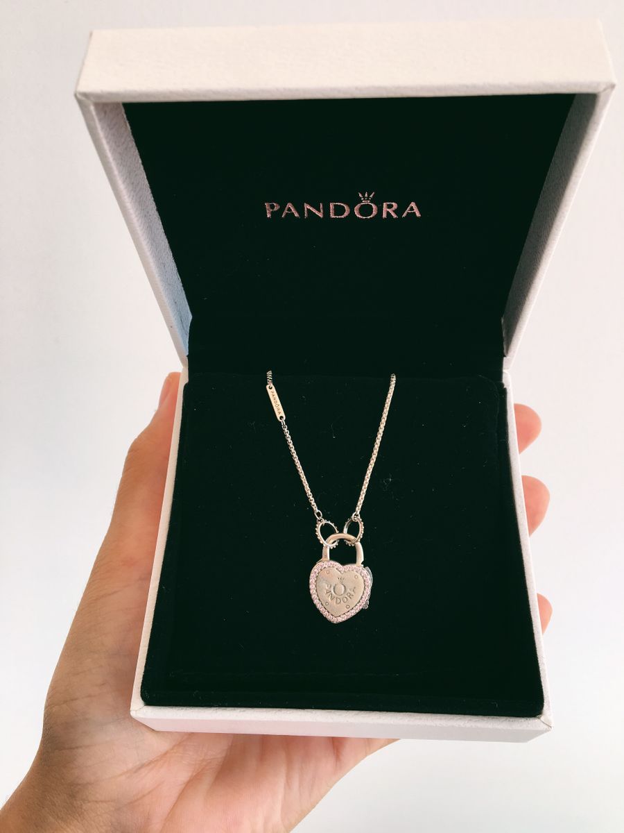 Colar Pandora Original Promessas de Amor Cadeado Leia a Descrição ...