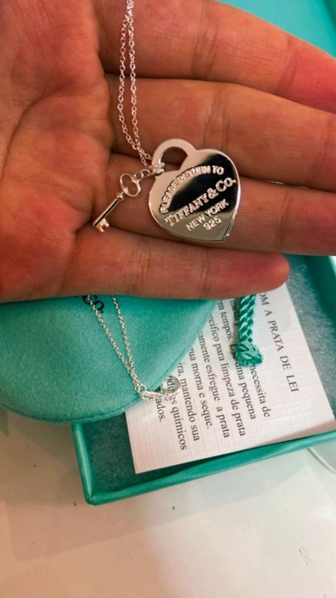 Colar Tiffany com Pendente de Chave. Prata 925 Original | Jóia