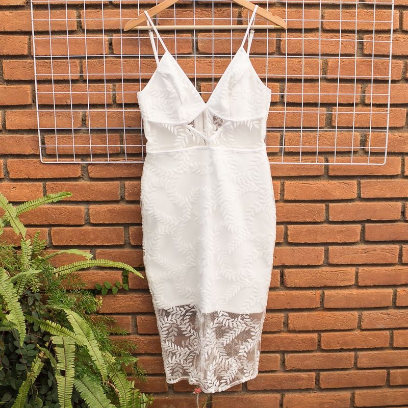 Vestido colcci midi renda branco fashion