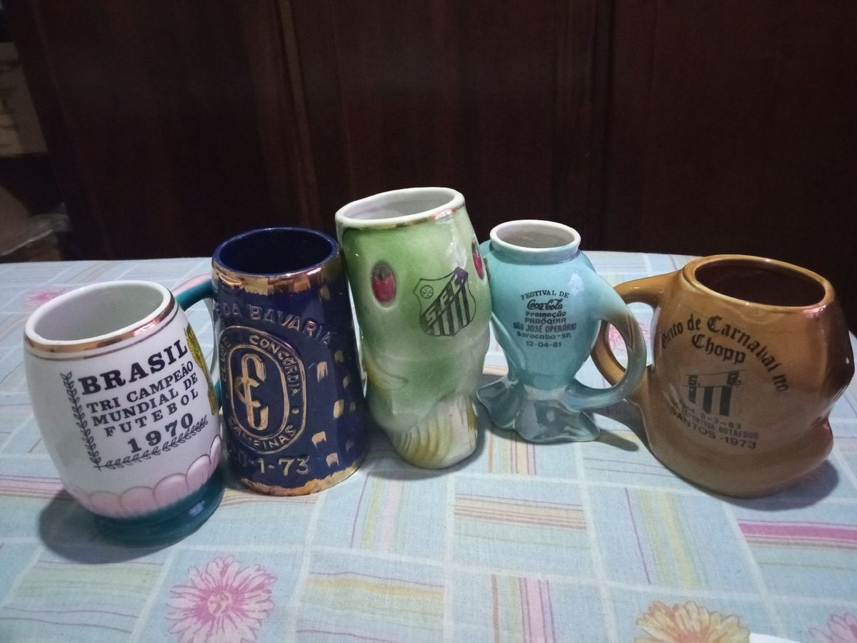 Coleção 5 Canecas Chopp Porcelana Cerâmicas Pedreira, Vintage Raridade ...