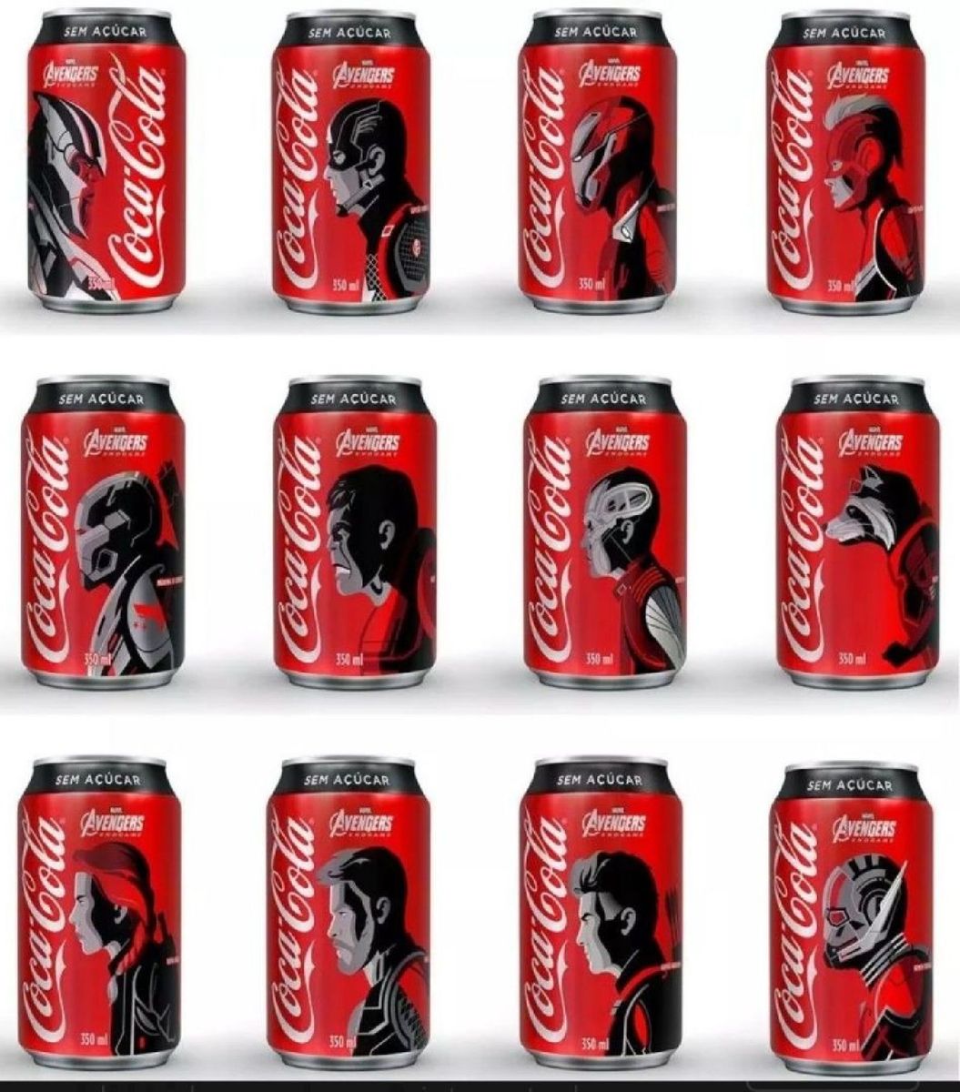 Coleção Completa Latas Coca Cola Edição Especial Vingadores Filme e Série Coca Cola Nunca