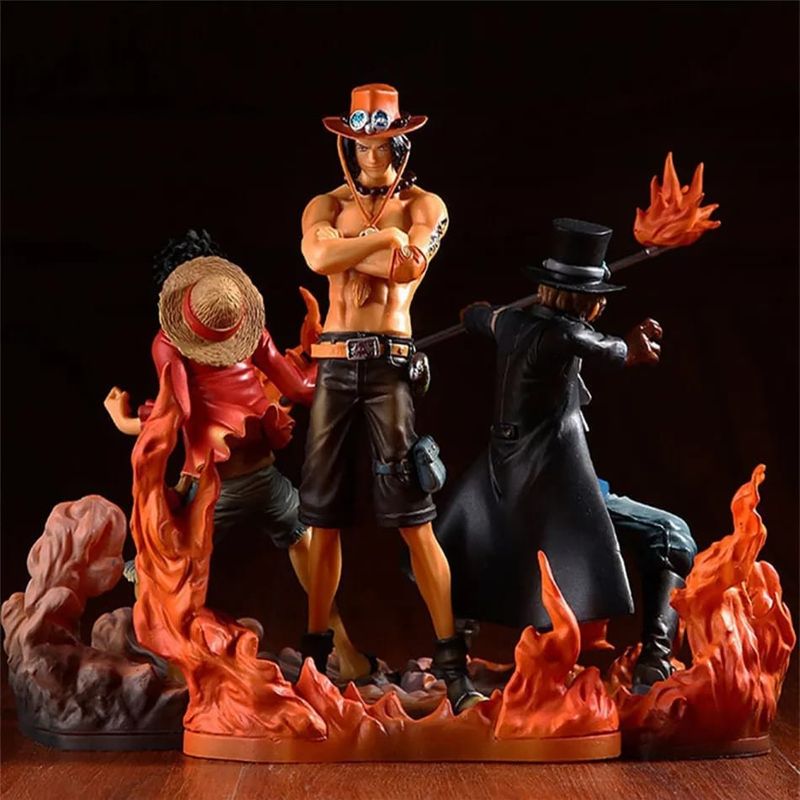 Conjunto de Bonecos One Piece: Luffy, Ace e Sanji - Aventuras Épicas d