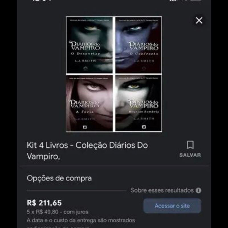 Kit 4 Livros - Coleção Diários Do Vampiro