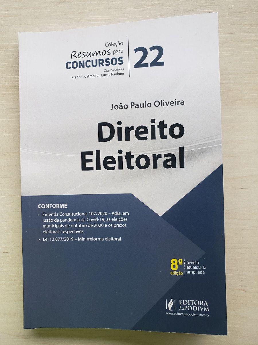 Coleção Resumos Para Concursos - Direito Eleitoral, João Paulo Oliveira ...