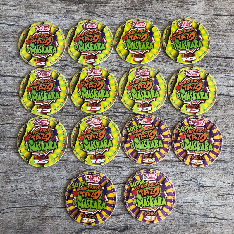 Cole o Tazos O M skara Elma Chips Produto Vintage e Retro Elma