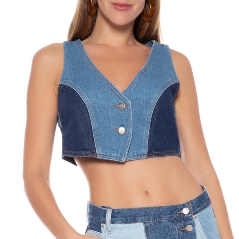 Top Jeans FARM Patch Azul - Compre Agora