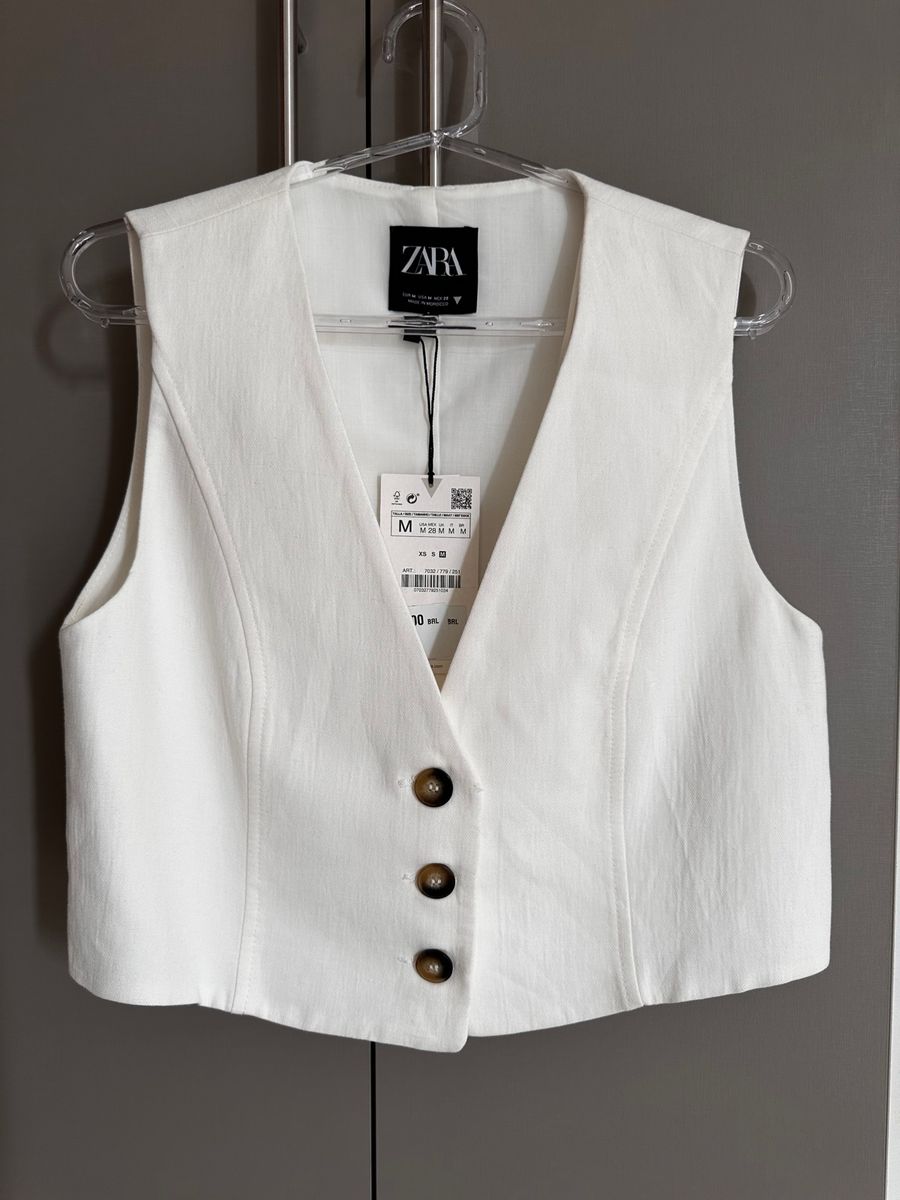 Colete de Linho Zara | Colete Feminino Zara Nunca Usado 86036676 | enjoei