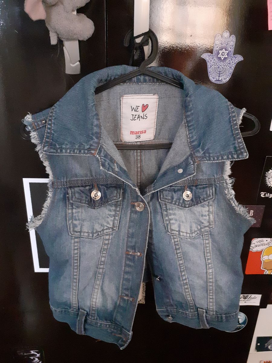 Colete Jeans 38 P Iron Maiden Customizado Colete Feminino Marisa Usado  91484239 enjoei