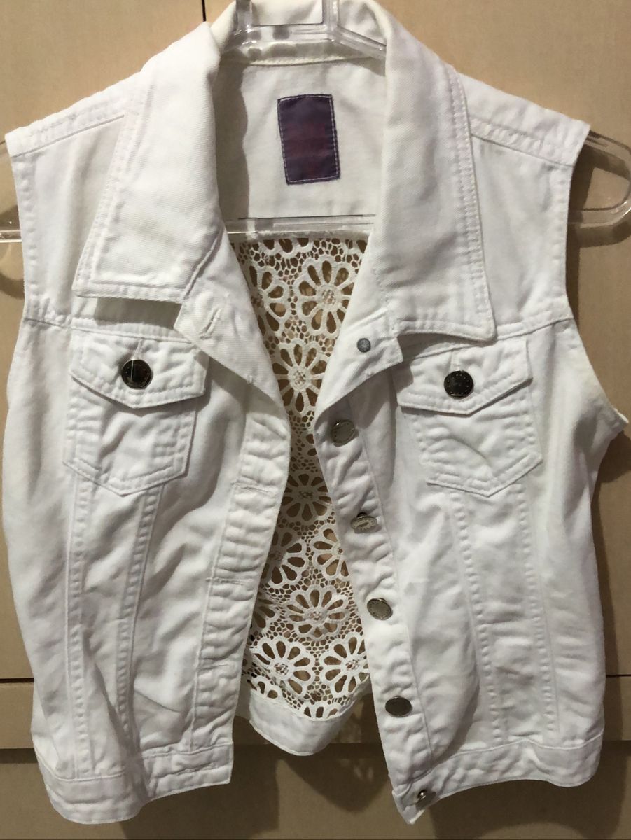 colete feminino jeans branco