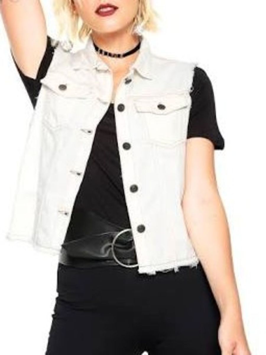 colete feminino jeans branco