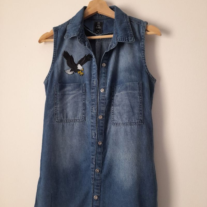 Colete Jeans com Patche Marisa Marisa Nunca Usado 95484297 enjoei