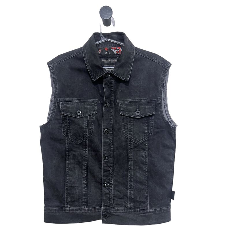 Colete Jeans Ellus Preto Jaqueta Vintage Bomber College Casaco