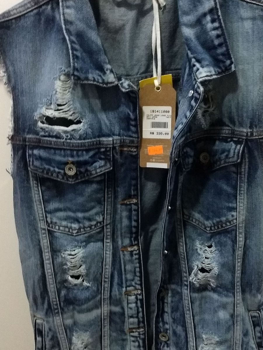 colete jeans feminino longo