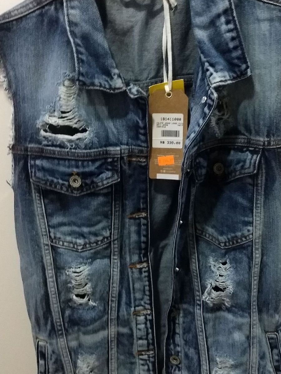 colete jeans longo