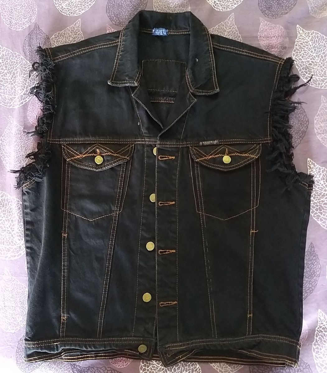 colete masculino jeans preto