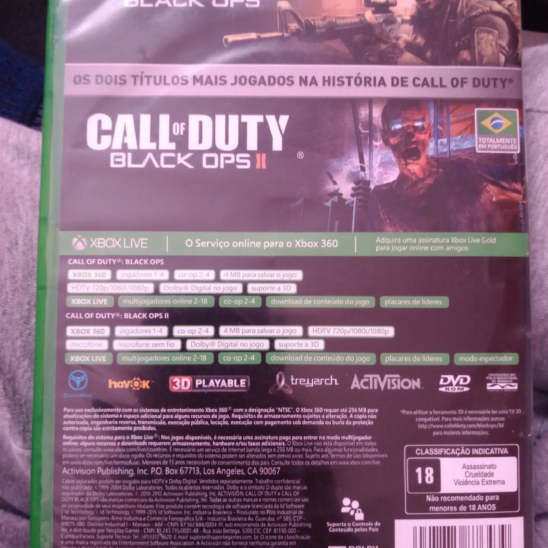 Jogo Call of Duty: Black Ops 1 + Call of Duty: Black Ops II (Combo Pack) -  Xbox 360