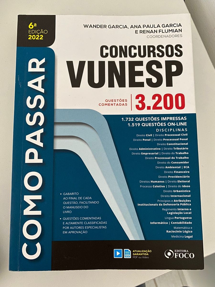 Como Passar Em Concursos Da Vunesp - 3.200 Questões - 6ª Ed -2022 ...