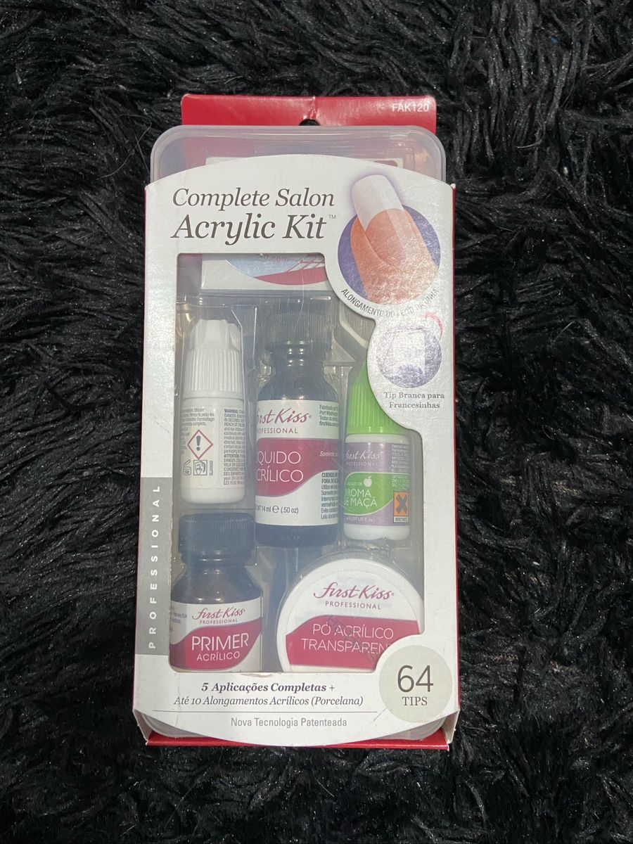 Complete Salon Acrylic Kit First Kiss Kit para Aplicação de Unhas Acrílicas Produto p/ Unhas