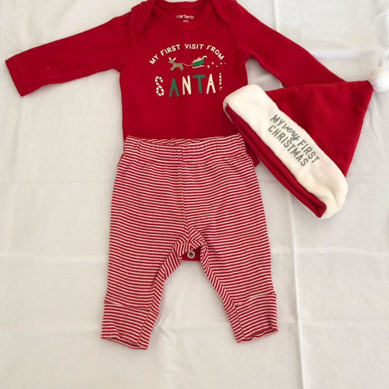 Conjuntinho Carters de Natal Vem Toquinha e Meia Roupa Infantil