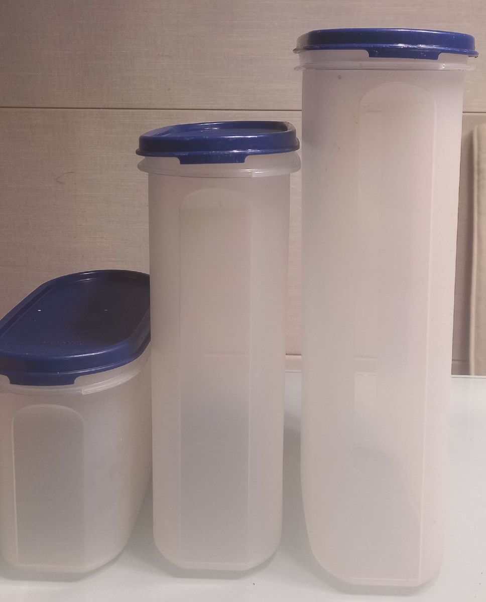Conjunto 3 Potes Tupperware Azul | Móvel de Cozinha Tupperware Usado ...