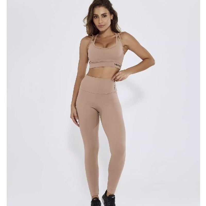 Conjunto Academia Fitness Venari Bege Marrom Poliamida Calça Feminina  Venari Usado 110244725 enjoei