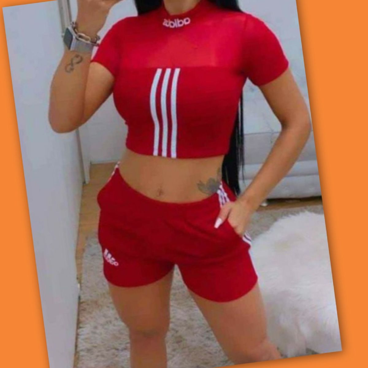 Conjunto feminino adidas short e clearance blusa