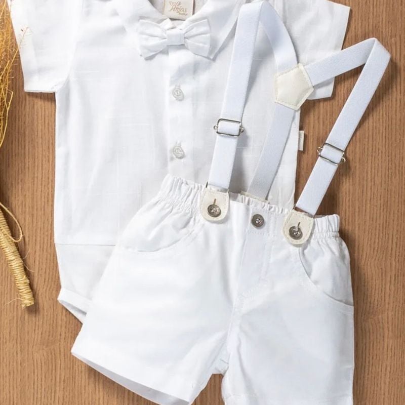 Conjunto Batizado Body Bebê Manga Curta Masculino Short em Algodão  Anjos Baby Roupa Infantil para Bebê Anjos Baby Usado 89185752 enjoei