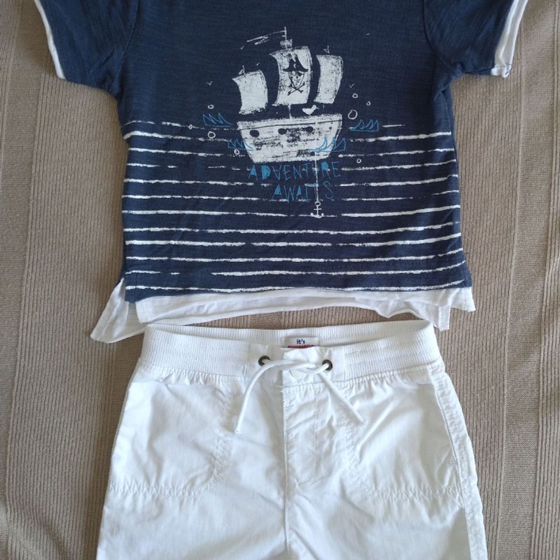Conjunto Bermuda e Camiseta Zara Roupa Infantil para Bebê Zara
