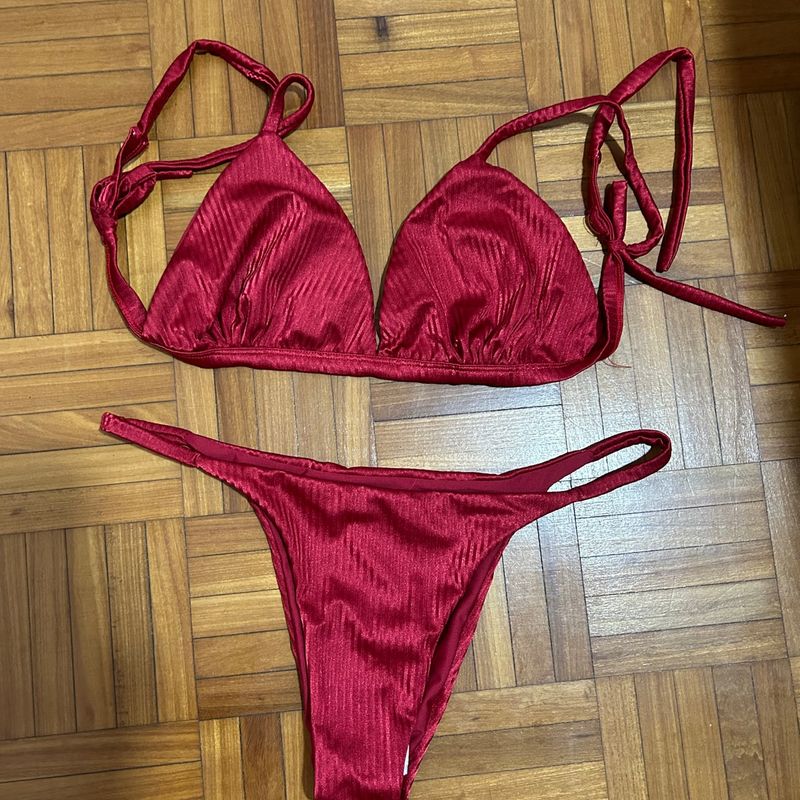 Conjunto Biquíni Vermelho Canelada Tamanho G (Nunca Usado), Moda Praia  Feminina Nunca Usado 87102656