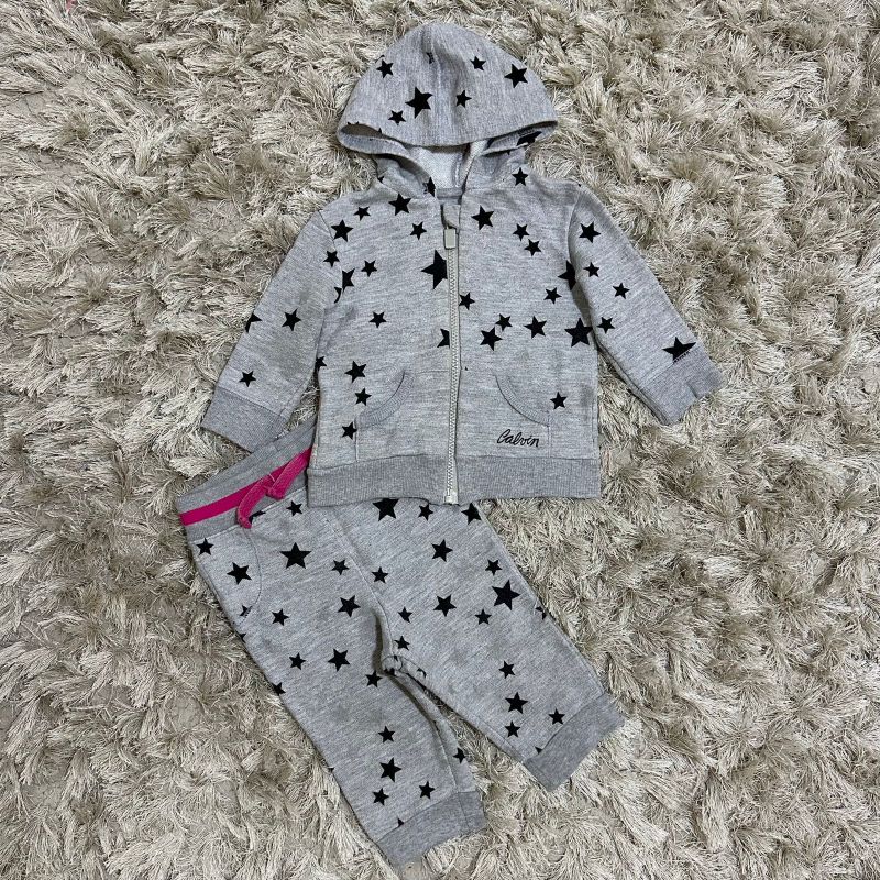 Conjunto Calvin Klein Jeans Original Moletom Infantil Bebê Cinza