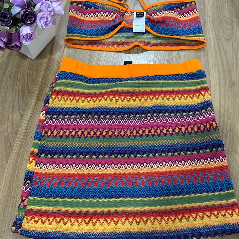 Conjunto Shein Tribal Colorido | Saia Feminina Shein Nunca Usado 77233576 |  enjoei