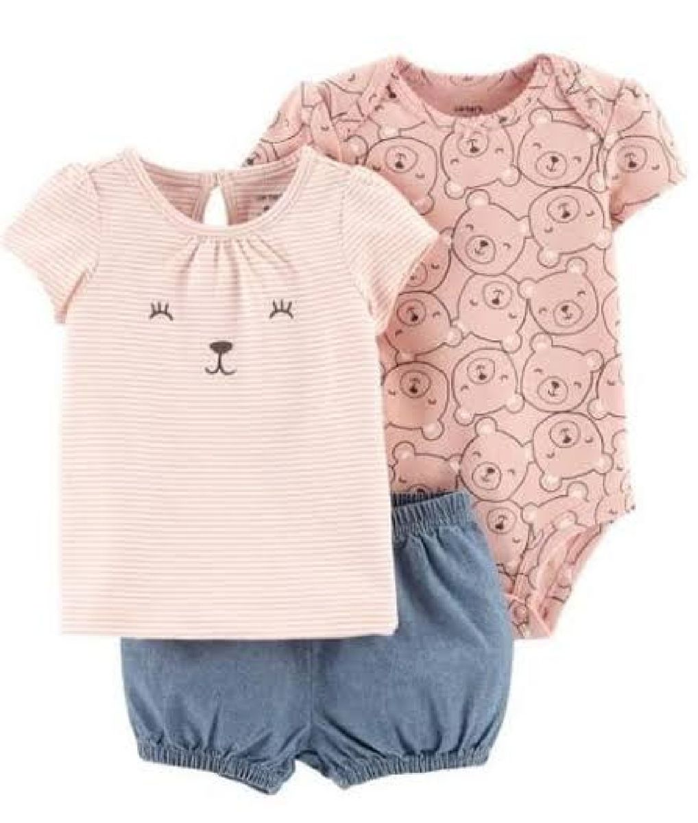 Conjunto com Shorts Carter's com 3 Peças 9 Meses Menina Roupa