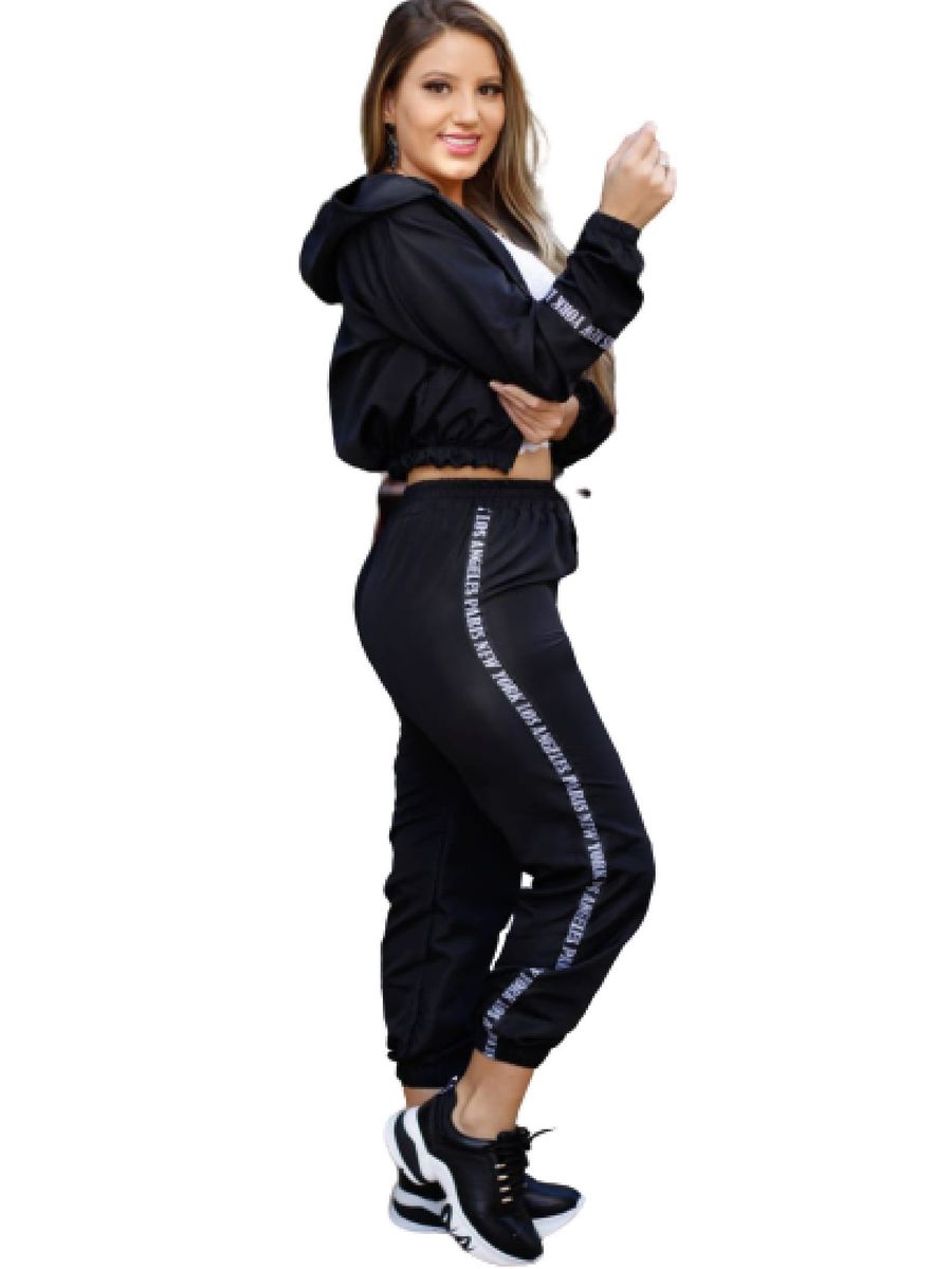 calça jogger corta vento feminina