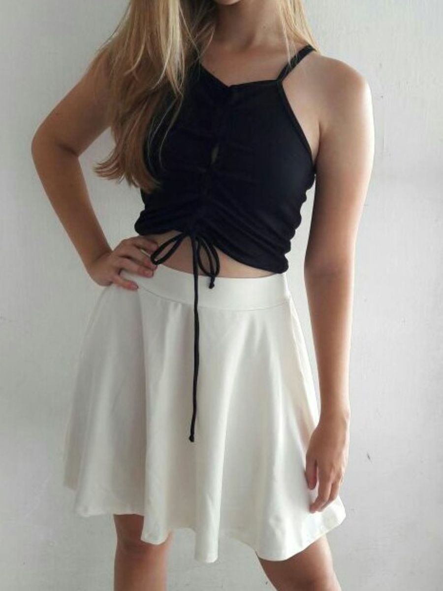 cropped com saia rodada