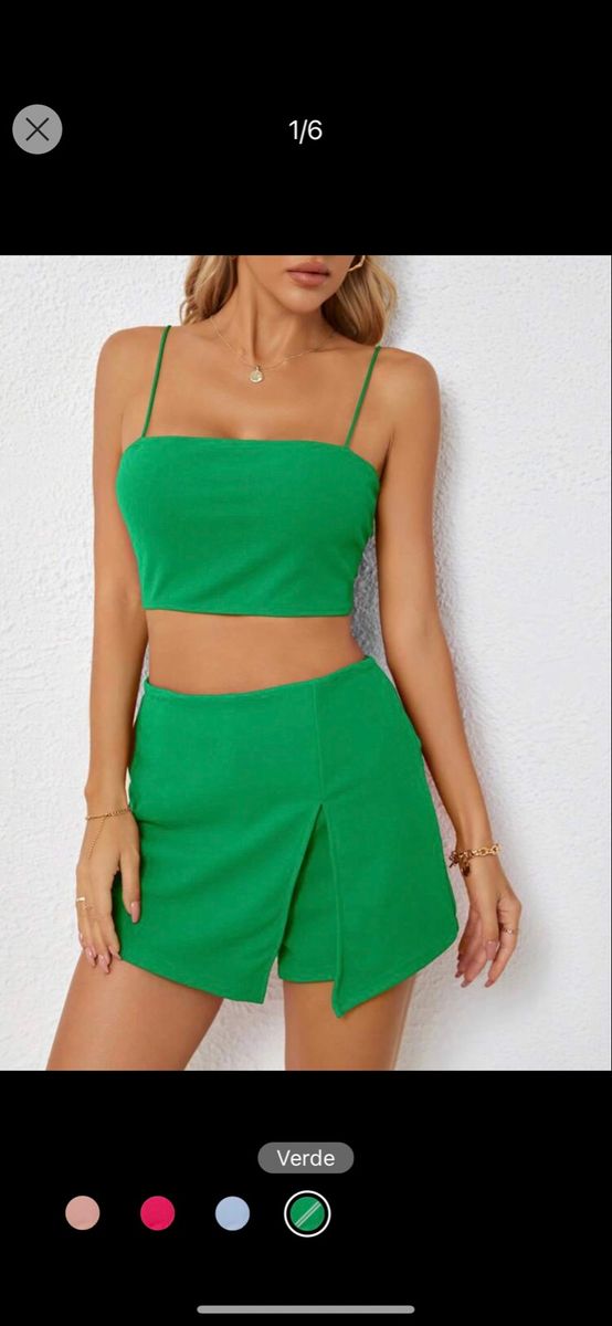 Conjunto Verde Shein, Shorts Feminino Shein Nunca Usado 94290177