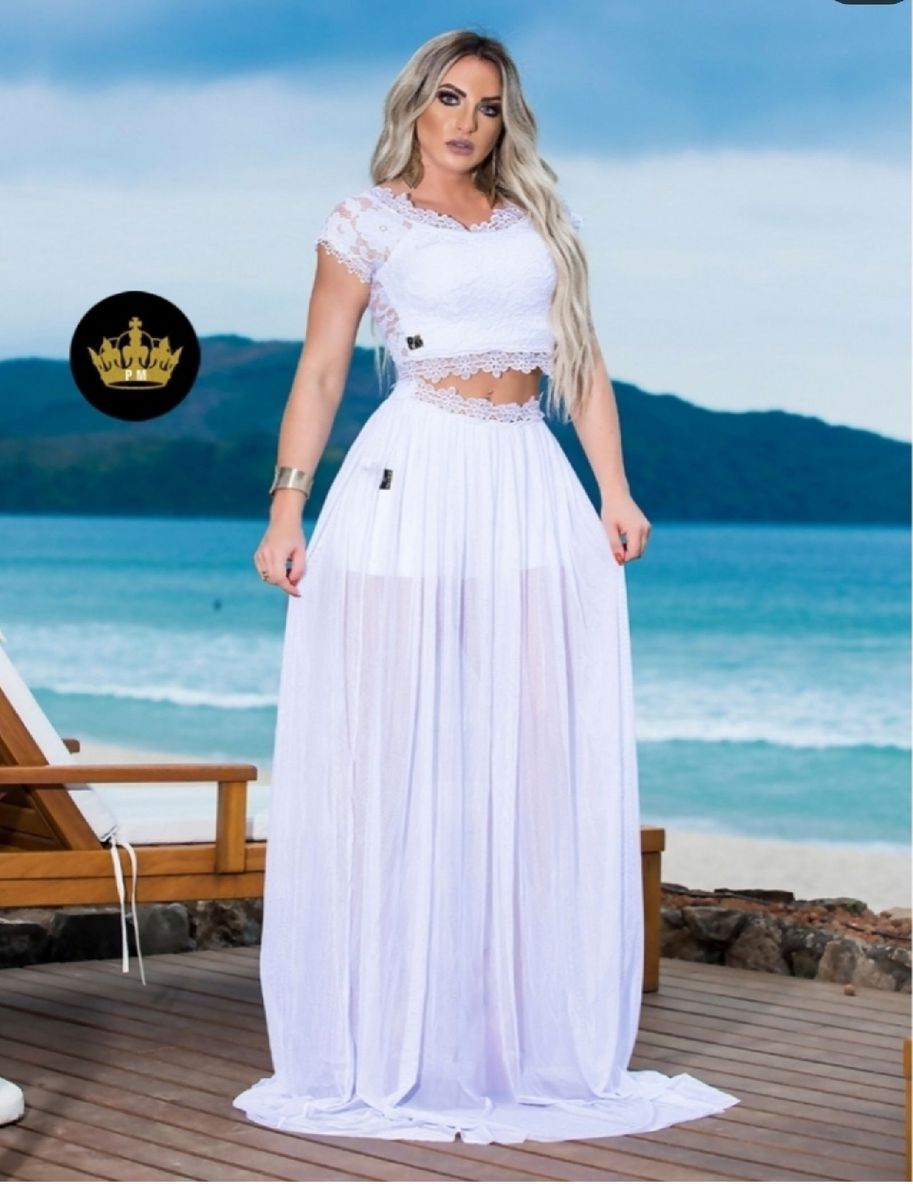 Conjunto cropped e hot sale saia para casamento