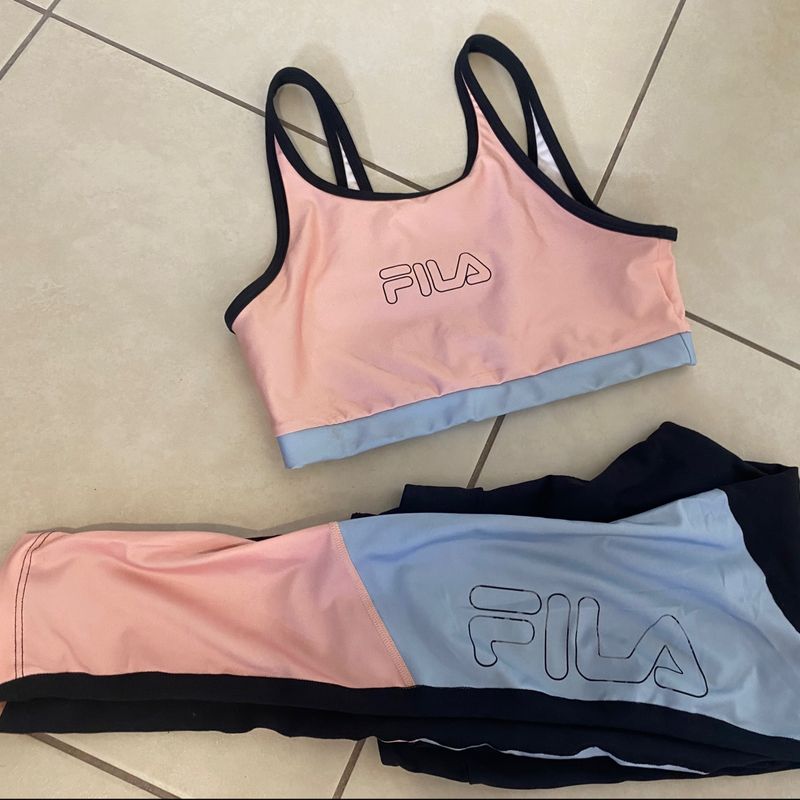 Conjunto de Academia da Fila M Moda Esportiva Feminina Fila Usado  83761783 enjoei