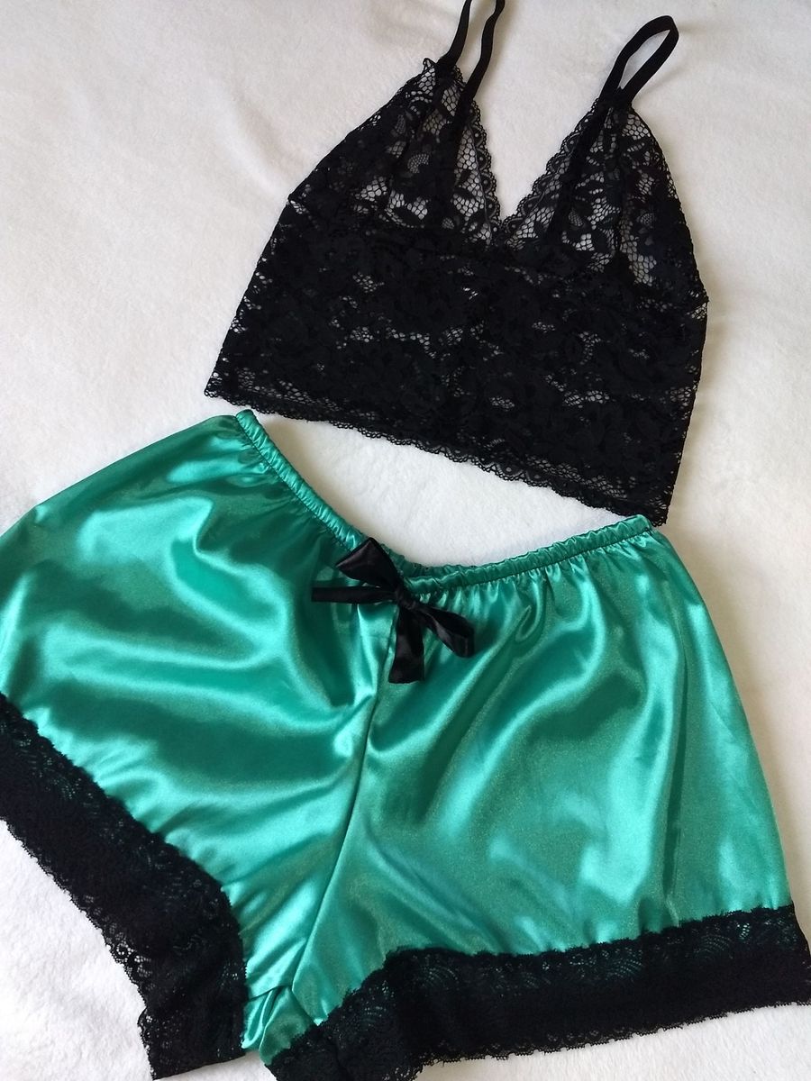 Conjunto de Baby Doll em Cetim Novo Cor Verde-água/tiffany Tamanho G |  Lingerie Feminina Nunca Usado 41759896 | enjoei