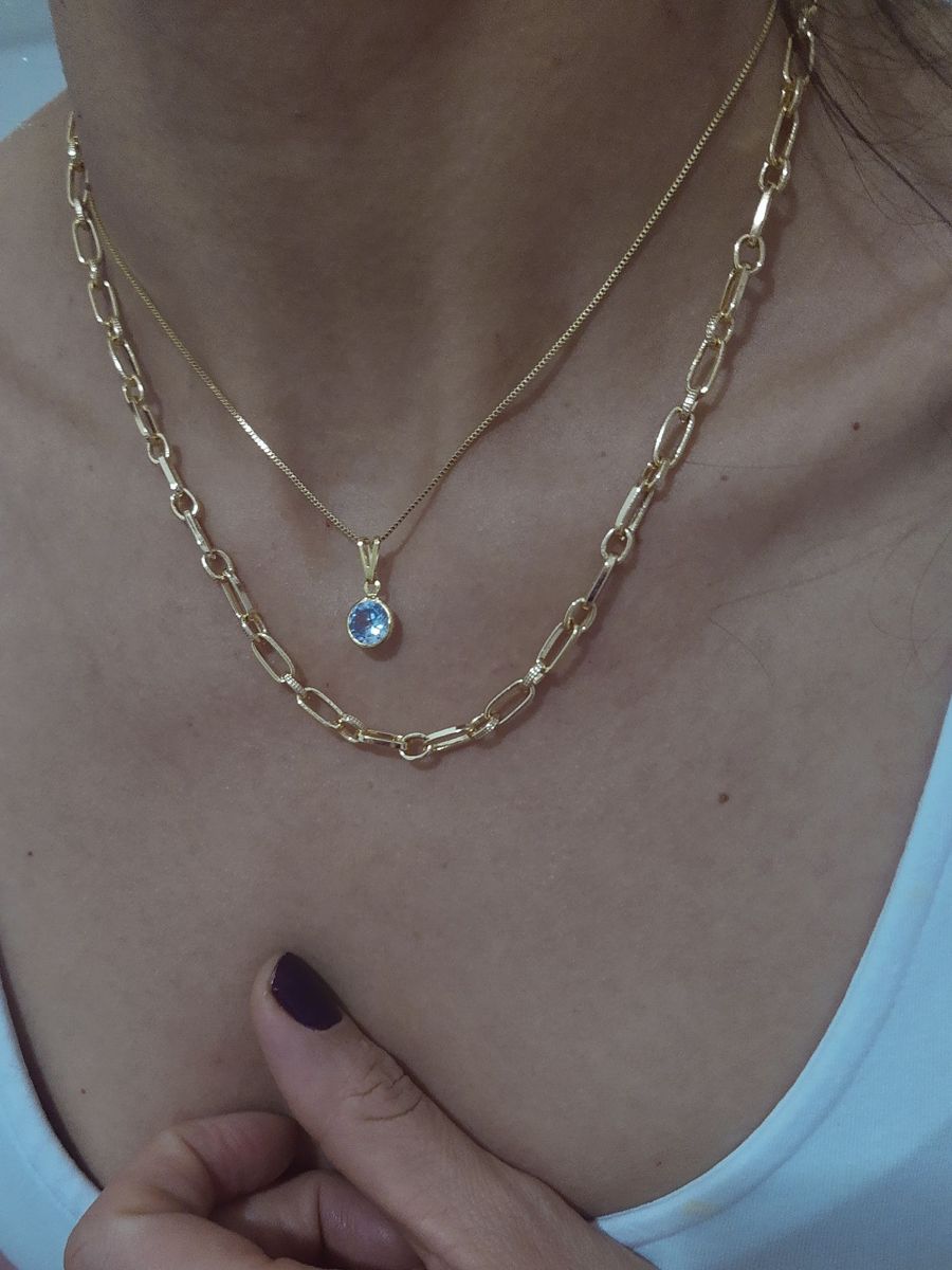 Conjunto de Colares Isis - Ponto de Luz e Corrente Elos Dourado. | Jóia ...