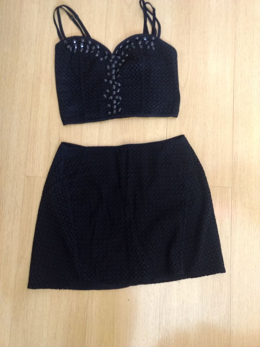 conjunto cropped e saia curta mercado livre