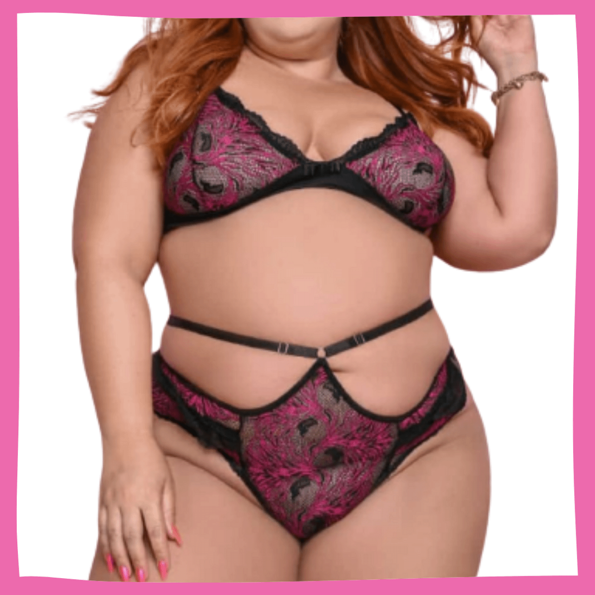 Conjunto De Lingerie Luxo Em Renda Mirela Tulipa Plus Size Sem Bojo Lingerie Feminina Af