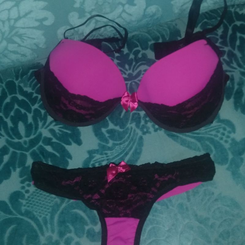 Conjunto de Lingerie Preto e Rosa Lingerie Feminina Intimus