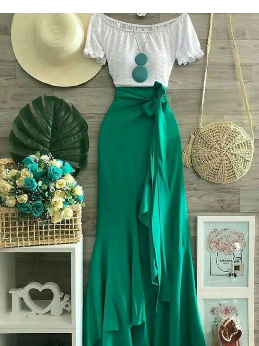 conjunto saia envelope e blusa