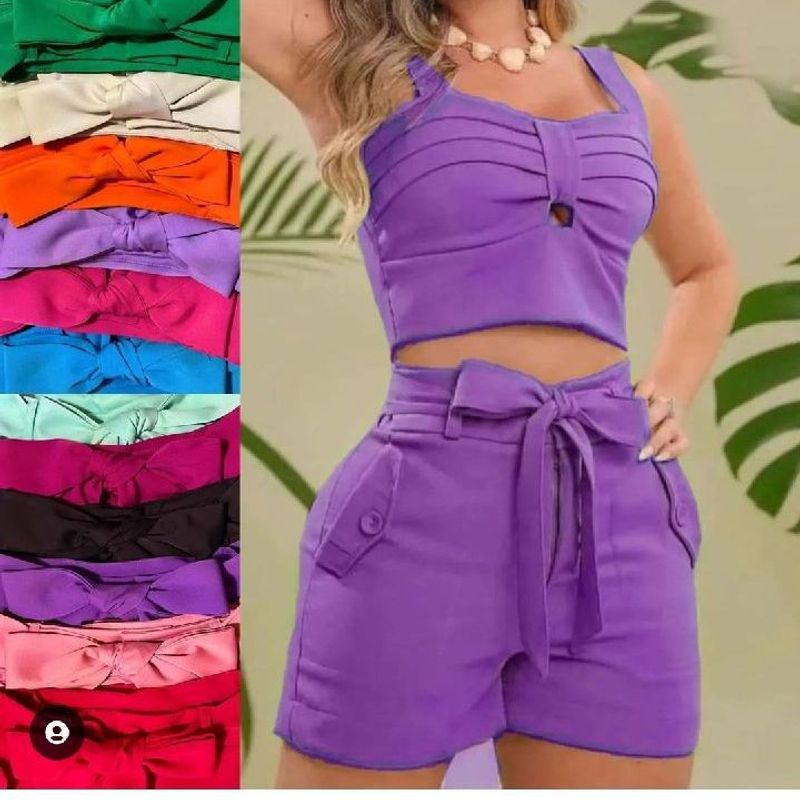Conjunto Feminino De Alfaitaria Shorts Modelo Zara Com Blusa